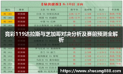 竞彩119达拉斯与芝加哥对决分析及赛前预测全解析